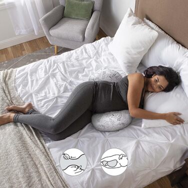 Подушка для вагітних Boppy Side Sleeper, сіра з листям