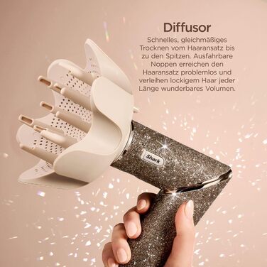 Фен-щітка Shark FlexStyle Sparkle Limited Edition Gold Diamond 5-в-1 з набором насадок (локон, щітка-гребінець, овальна, концентр., дифузор), HD446JSEU