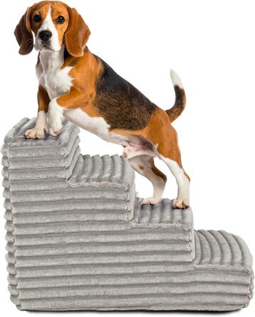 Сходинка для собак та котів Boutique Zoo: 4 сходинки, 40 см, велюр, сірий колір | для ліжка та авто