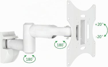 Настінний кронштейн для телевізора 17-42 дюйми (LCD, LED, OLED), поворотний та нахильний, VESA 75x75-200x200, витримує до 30 кг, білий