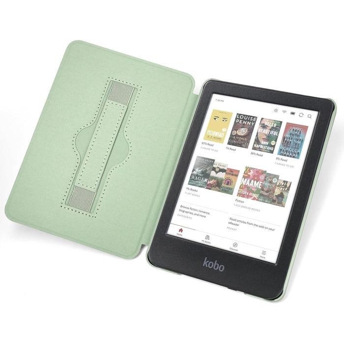 Чохол для електронних читалок Tolino Shine/Clara Colour/Kobo Clara Colour з підставкою та петлею, зелений (Agave Grün)