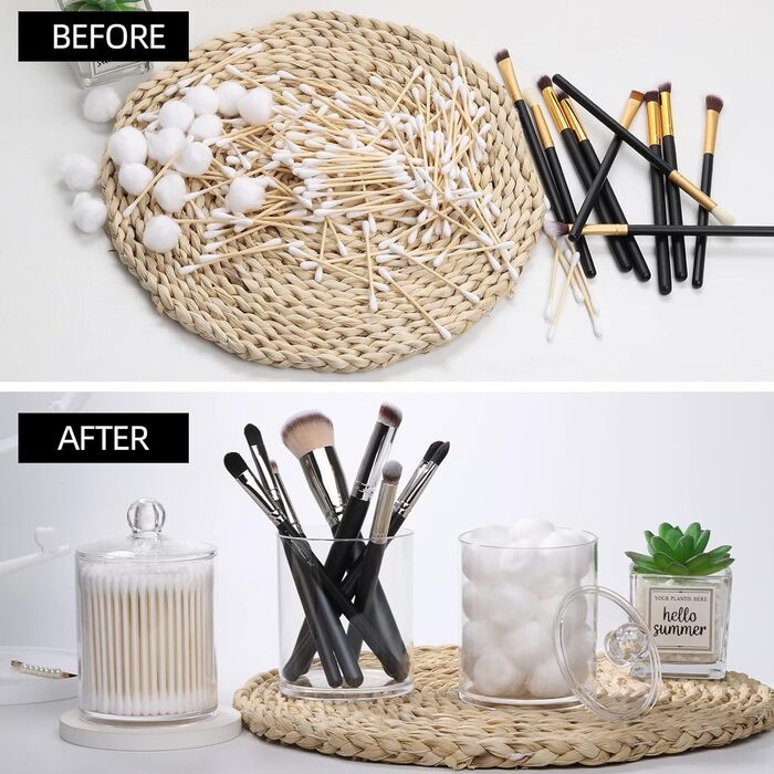 Набір контейнерів для ватних паличок, кульок та дисків Tbestmax, 3 шт. з дерев'яними кришками, 340 мл (12oz)