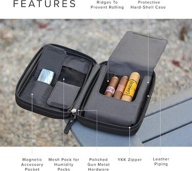 Чохол для сигарет Klaro Reise з натуральної шкіри, на 5 сигарет, 2 кишені для аксесуарів, вологозберігаючий, чорний