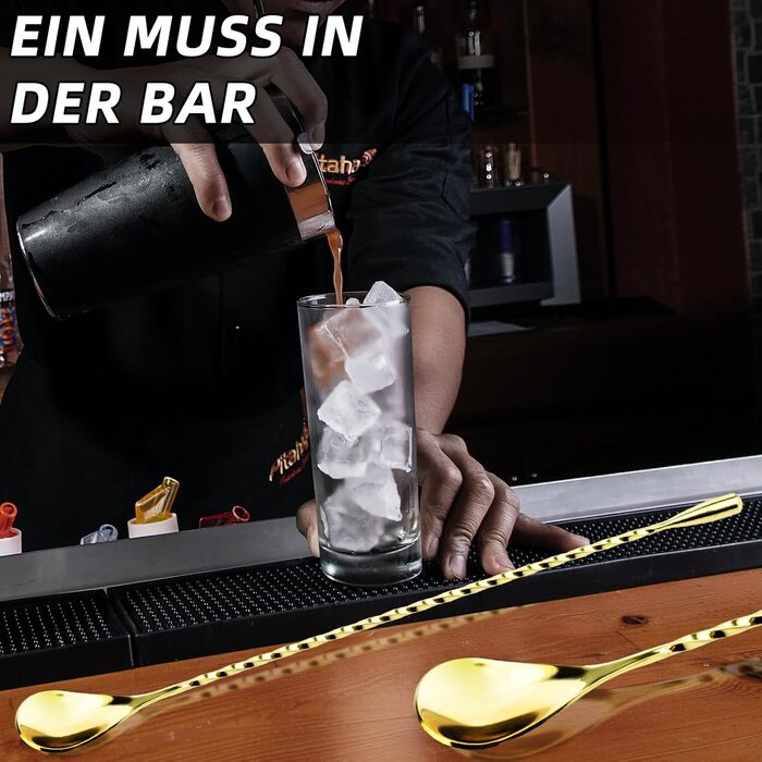 Тренажер для коктейлів YUNAI з нержавіючої сталі, 30 см, довга ручка, спіральний дизайн, для шейкерів, довгий барний ложка, золотий