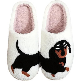 Тапочки для дому Dachshund (такса) чорного кольору, жіночі/чоловічі, з м'якої піни з пам'яті, теплі, плюшеві, 40/41 EU