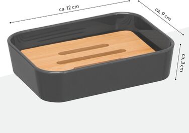 Тримач для мила Bremermann Calvi з бамбука та пластику (сірий)