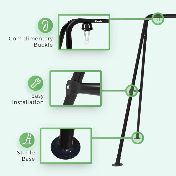 Hammock Stand, Hanging Chair Stand, Maximum Load 150 kg, Hammock Stand, for Indoor or Outdoor Use, with Stand (black)