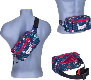 Сумка на пояс для чоловіків та жінок, велика міська сумка-шоппер, спортивна кросбоді-сумка, сумка через плече, сумка-шоппер Elephant, для подорожей (синій квітка)
