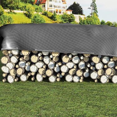 280g/m² Cover Sheet/Fabric Sheet made of PE [without recycled materials], waterproof and reinforced protective sheet for garden furniture, pool, car, trampoline, with 16m rope for securing (1.5x2m, Grey)