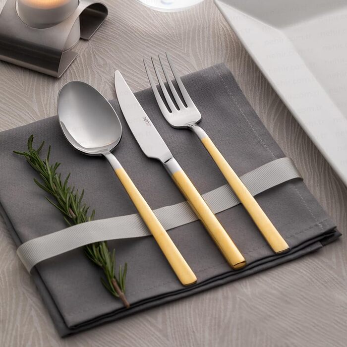 Набір столових приборів зі нержавіючої сталі на 6 осіб (24 шт.) - Елегантний набір для щоденного використання та особливих випадків, стійкий до корозії