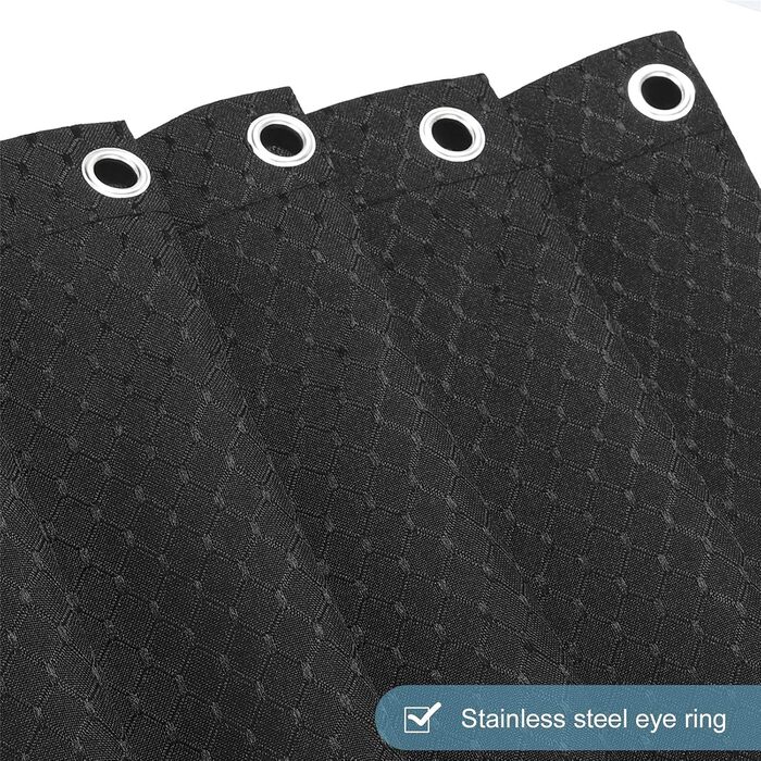 Шторка для душу Furlinic Textile Anti-Schimmel, водонепроникна, чорна, з 8 кільцями, 120x200 см. Тканина поліестер, для ванної кімнати