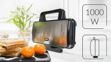 Вафельниця MPM MGO-20M 1000 Вт, сріблястий/сірий