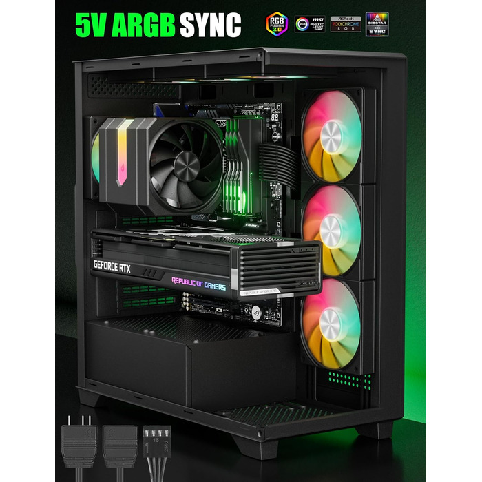 upHere Охолоджувач процесора up2KC8 з RGB підсвічуванням, подвійна вежа, 8 теплових трубок, 120мм вентилятор, сумісний з AMD AM4/AM5 та Intel 2011/2066