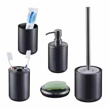 Relaxdays 5-piece Bathroom Set Stainless Steel