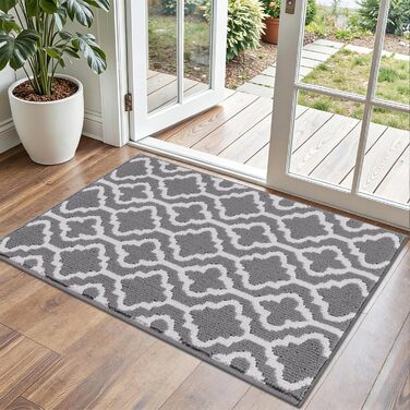 Килимок вхідний SHACOS 90x150 см протибрудний та протиковзкий, вологостійкий килим для дому, передпокою, тераси та саду, сірий