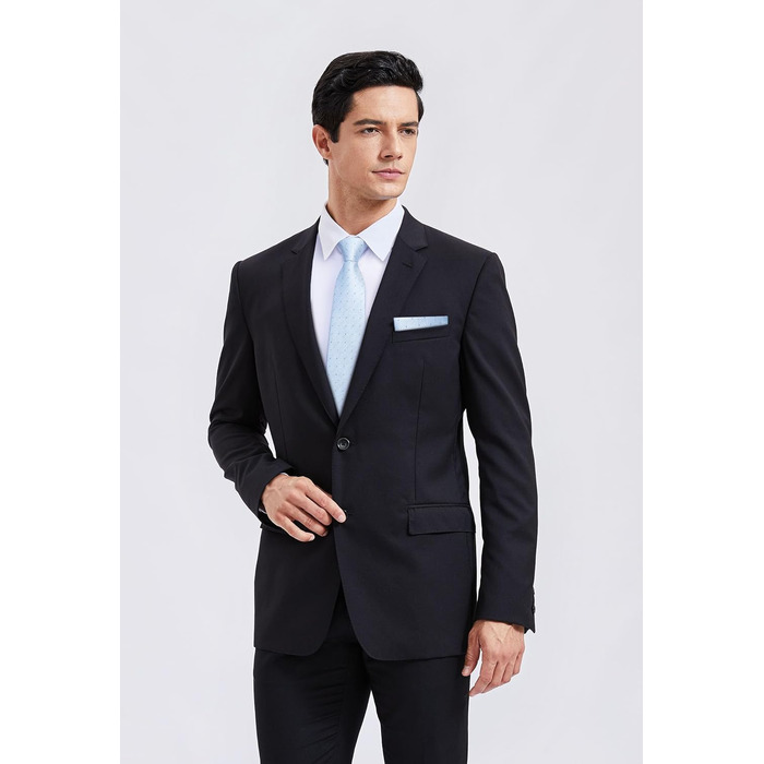 Краватка Enlision для чоловіків у клітинку з нагрудником, формальна краватка та комплект кишенькового хустинки для бізнесу (світло-блакитна)