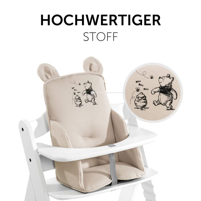 Подушка-вкладиш Hauck Alpha Cosy Disney Winnie the Pooh беж для дерев'яного стільчика Alpha+, Beta+, Arketa, з високою спинкою, для дітей 6-36 міс.
