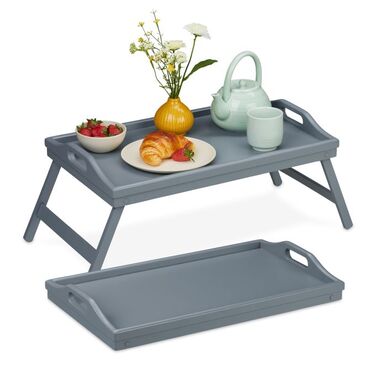 Relaxdays Grey Bed Table Set of 2