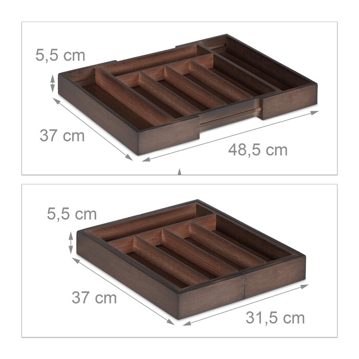Relaxdays Dark Brown Cutlery Box Bamboo