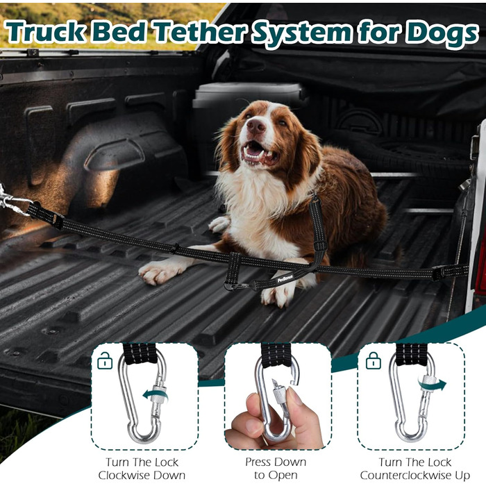 Pickup Truck Dog Safety Harness with Seat Belt - Adjustable Dog Restraint for 1 Dog - SUV, Truck Compatible