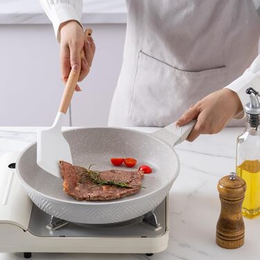 Набір посуду Country Kitchen індукційний 13 предметів, синій (Cream Rhombus) - алюмінієві каструлі та сковороди з антипригарним покриттям, бакелітові ручки, скляні кришки
