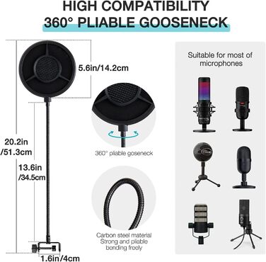 Кріплення для мікрофона YOUSHARES для Razer Seiren Mini та V3 Mini - професійний тримач з вітрозахистом, підставка для геймінгу, стрімінгу та подкастингу (універсальний поп-фільтр)