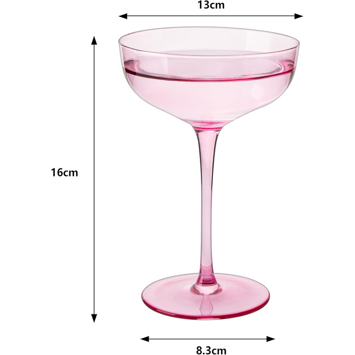 Набір келихів для шампанського та коктейлів Martini 200 мл (4 шт) рожевого кольору - ідеальний подарунок на День Святого Валентина