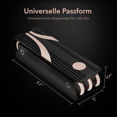 Радіатор для SSD Sabrent M.2 NVMe з алюмінію, з термопадом, HeatPipe, сумісний з PS5, для ПК, DIY, чорний