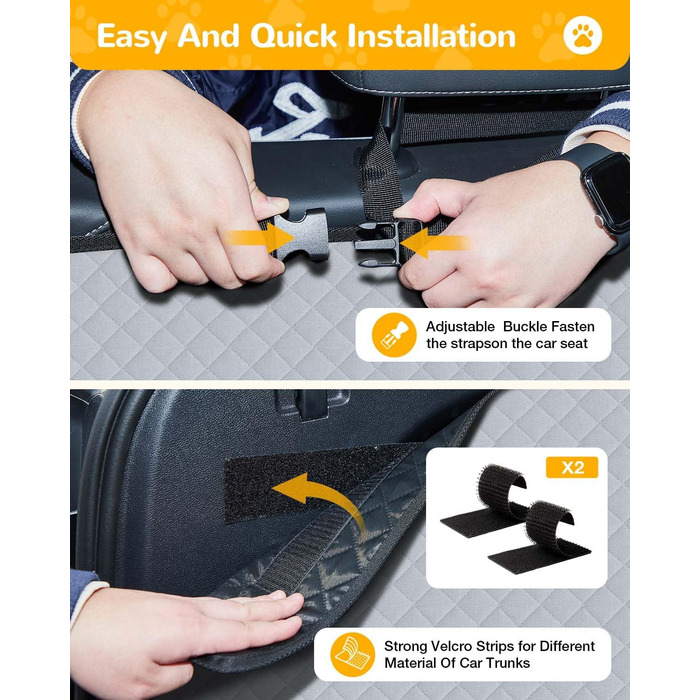 Захист для багажника автомобіля для собак: водонепроникний та стійкий до подряпин килимок з захистом бокових панелей та краю багажника. Легкий у догляді та міцний. Сірий колір.