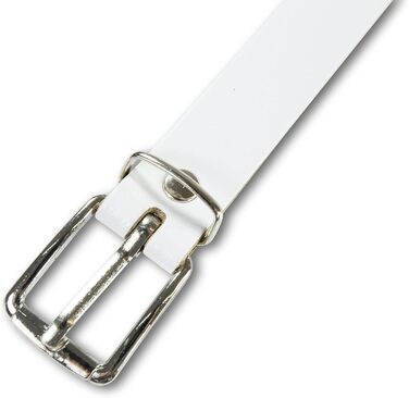 Чоловічий шкіряний ремінь Damengürtel з перфорацією, срібна пряжка, ширина 3 см, білий, виготовлено в Німеччині