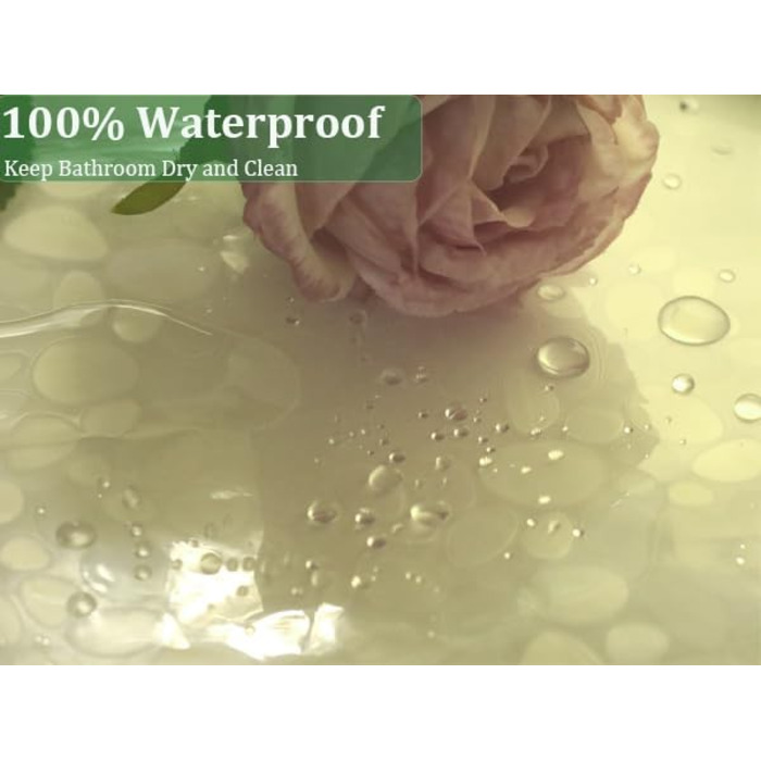 Водонепроникна штора для душу Eva 190 см з магнітами та кільцями, ПВХ, прозора, міцна