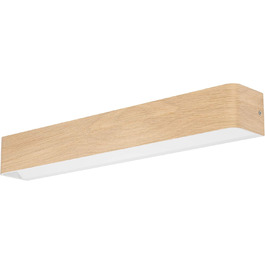 EGLO LED Wall Lamp Sania 5, 1-light wall lamp modern, minimalist, wall lighting made of metal in white, plastic in satin finish, LED bathroom lamp warm white, L IP44 (62 cm, wood-look)