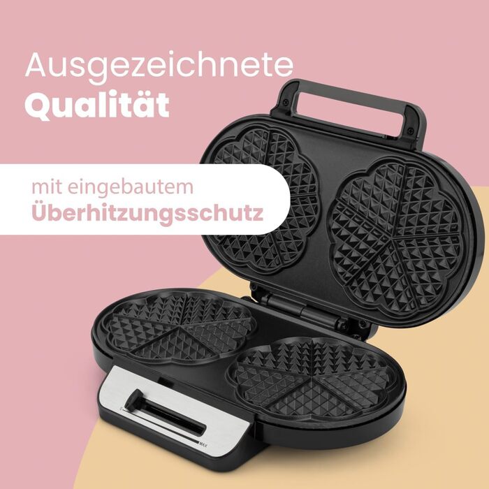 Clatronic Heart-Shaped Waffle Maker - Non-Stick, Adjustable Browning, 1200W - WA 3745