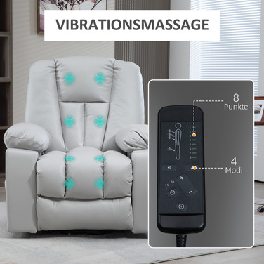 HOMCOM Power Lift TV Chair with Assistance, Reclining Chair with Lie-flat Function, Vibration Massage, Spring Pocket Coil Massage Chair | Aosom