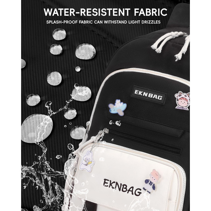 Рюкзак Tanou для дівчаток, шкільний набір: рюкзак, сумка через плече та пенал, чорний