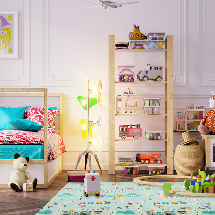Relaxdays Foldable Play Mat Dinosaurs and Train