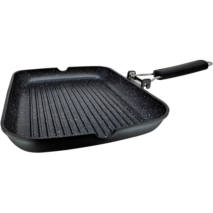 Гриль-сковорода Brieve Black Titanium індукційна, алюмінієва з антипригарним покриттям, складана, 34x24 см