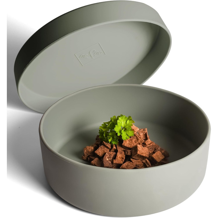 Миска для собак Ne&no® Silikon Fress 1200 мл, зелений колір, з кришкою, нековзна, для маленьких та середніх порід