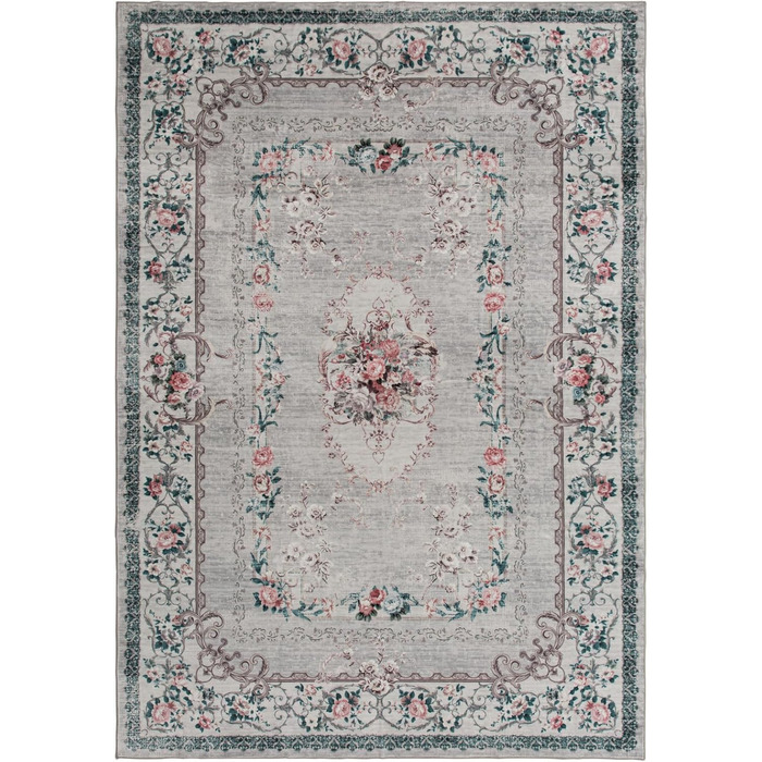 Килим TALETA для вітальні, спальні, офісу: вінтажний, квітковий, сірий, 160 x 230 см