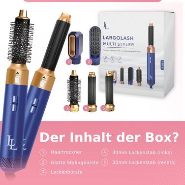 Набір фена-щітки 5 в 1 для волосся, 1000 Вт, швидке сушіння, створення локонів, захист від пошкодження, білий/морський