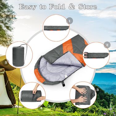 Zusentee 4-Season Sleeping Bag - Waterproof, Lightweight, Ultralight Sleeping Bag for Adults & Kids - Camping, Hiking, Travel (Dark Grey)
