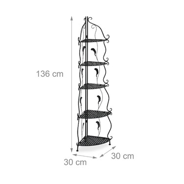 Metal Corner Shelf with 5 Tiers