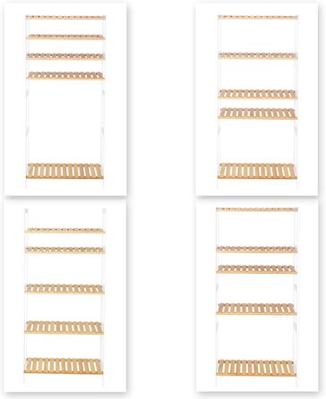 dibea Bamboo Shelf with Storage Boxes, Shoe Rack, Bathroom Shelf, Kitchen Shelf, Living Room Shelf, Freestanding Shelf, Natural/White