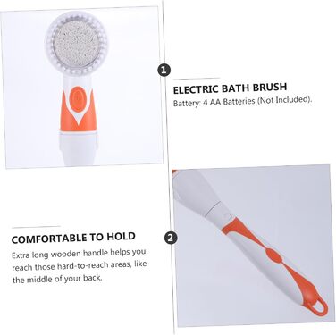 1Satz Multifunctional Electric Bath Brush Shower Massage Brush for Back Care, Long Handle, No Battery, Random Color Selection