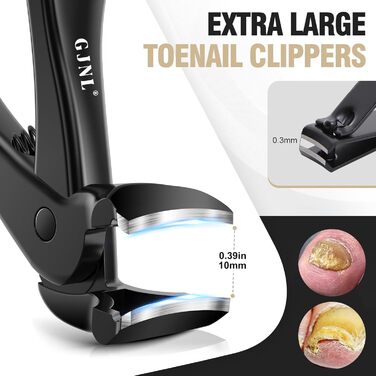 Кусачки для товстих нігтів, широкі губки, для пальців та ніг, гострі, для врослого нігтя, з довгим руків'ям, 5 шт. (чорний)