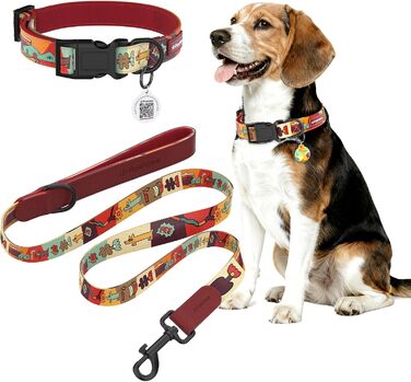 Набір повідка та нашийника для собак, регульований, для щоденних прогулянок, червоний, XS (22-30 см, повідка 1.5 м)