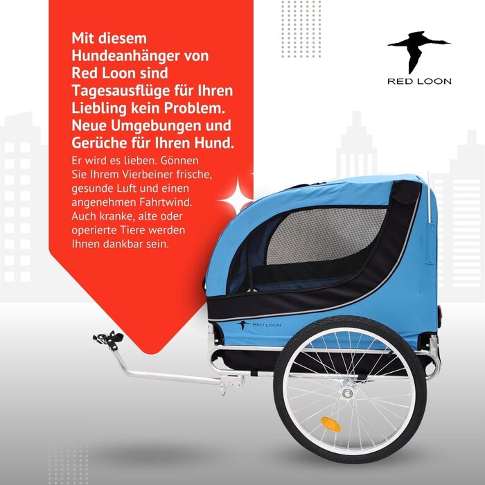 Bike Dog Carrier - Dog Trailer for Bicycle - Blue Dog Bike Trailer - Up to 40kg