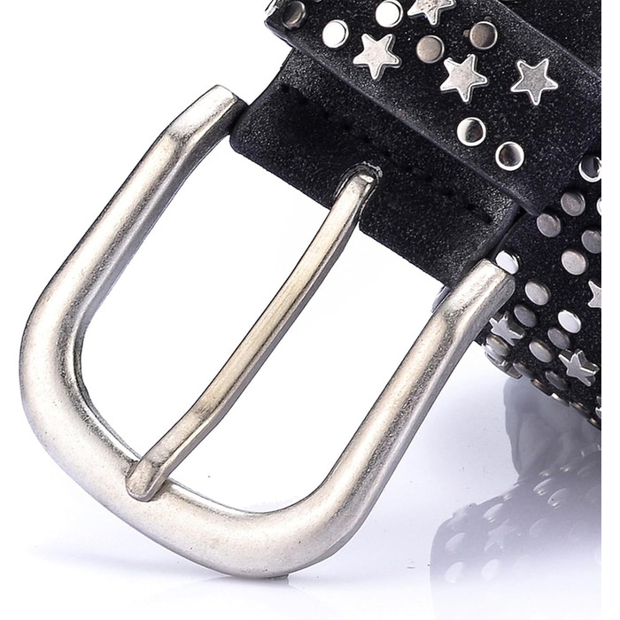 Жіночий шкіряний ремінь Stern з шипами, широкий ремінь для джинсів, регульований, сірий колір