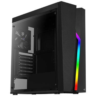Корпус для ПК Aerocool Bolt Mid-Tower RGB, ATX, з прозорою бічною панеллю, RGB підсвітка, 120мм вентилятор, Чорний