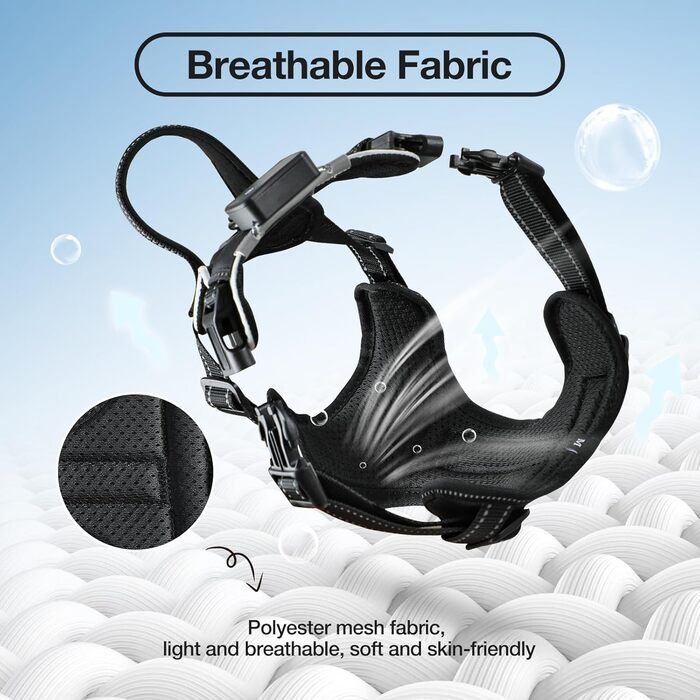 Світловідбиваючий нашийник для собак Masbrill з LED-підсвічуванням, регульований, з ручкою, м'який, для малих, середніх та великих собак (Синій L), Чорно-синій, TC3005B L Чорно-синій